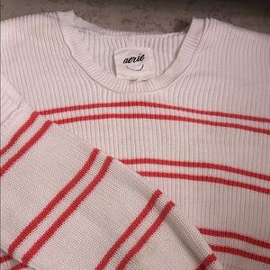 Aerie Striped Knit Sweater in White and Red